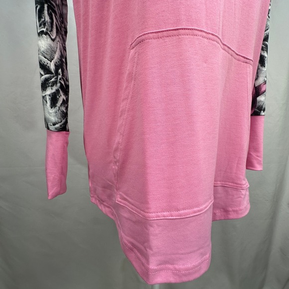 LuLaRoe Amber Hoodie Womens Small Pink Floral Breast Cancer Ribbon Pullover S - Picture 10 of 10